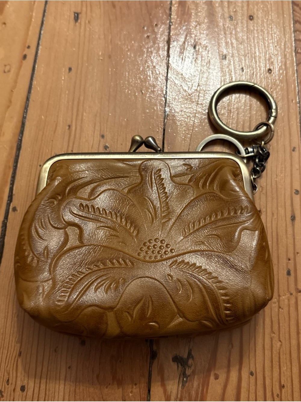Patricia Nash Leather Borse Congac Framed Coin Purse New - Picture 2 of 3